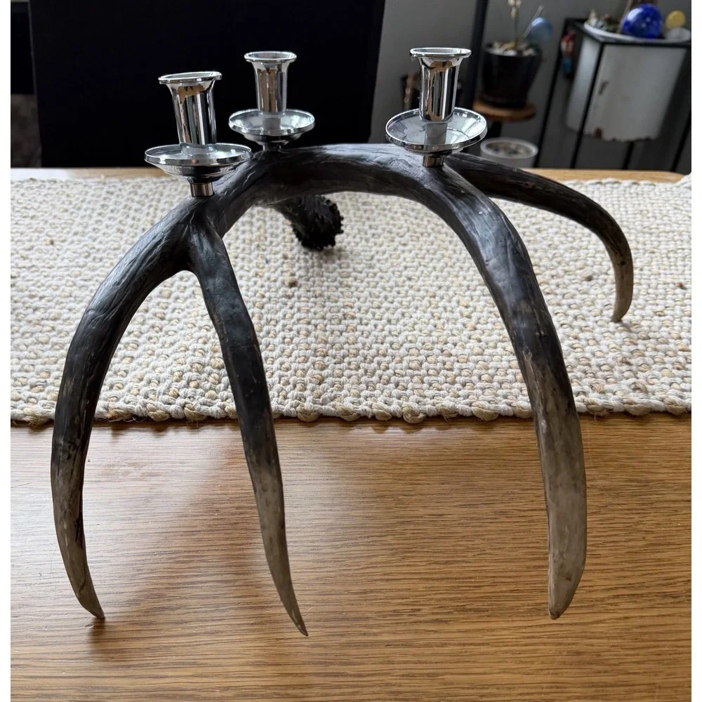 Pottery Barn Faux‎ Antler Candle Holder Candlesticks Candelabra Rustic